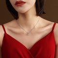 Round Solitaire Zircon Pendant Necklace in Three Metal Tones view 7
