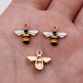 Gold Tone Bee Enamel Pendant Charms in Two Wing Finishes view 2