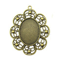 Ornate Scroll Oval Cabochon Pendant Trays in Two Finishes view 1
