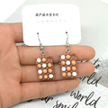 Silver Tone Brown Miniature Egg Tray Novelty Hook Earrings view 2