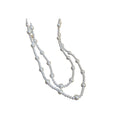 Long White Pearl Geometric Necklaces Three Gold Styles view 5