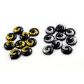 Yin Yang Round Resin Cabochons in Black Gold and Silver view 1