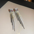 Crystal Chain Tassel Earring Collection with Sparkling Stone Details view 8