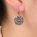 Antique Silver Celtic Knot Disc Leverback Earrings view 4