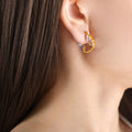 Marquise Clear Glass Open Hoop Earrings Gold Steel view 3