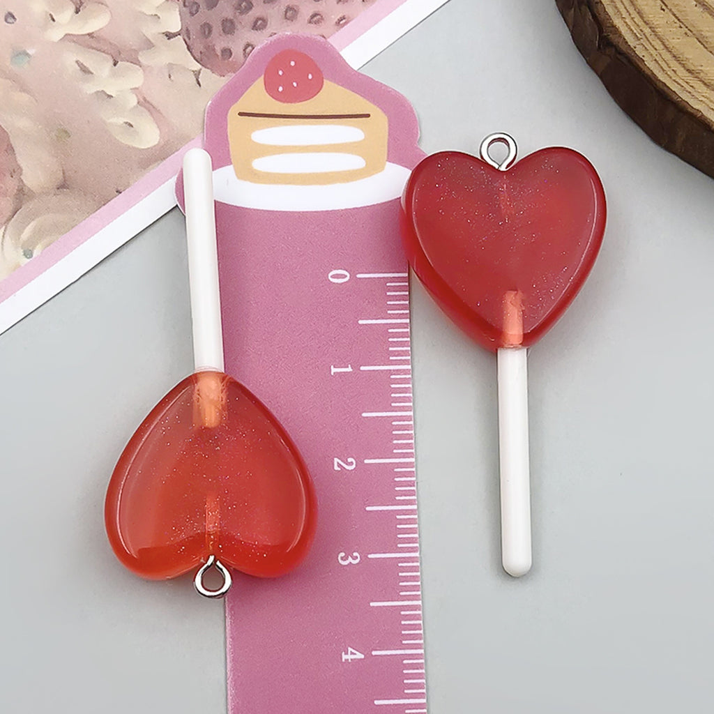 Resin 3D Heart Lollipop charm pendant for DIY keychain bag charm jewelry making