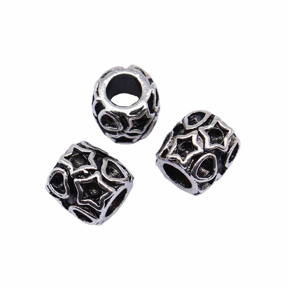 9.9x9.9x9.8mm 2.7g Antique Silver Zinc Alloy Large Hole Round Loose Metal Beads for DIY Bracelet Jewelry