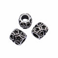 Antique Silver Star Pattern Bead With Large Stringing Hole view 4