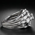 Wide Baguette And Round Stone Cluster Ring In Blue Or Clear view 4