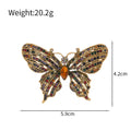 Gold Tone Butterfly Crystal Metal Brooch Pin for Jackets and Lapels view 2