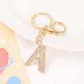 Gold Rhinestone Initial Letter Keychain A-Z Alphabet 26 Options view 2