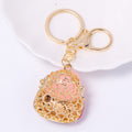 Chinese Wealth God Keychain Pink Head Red Enamel Gold view 4