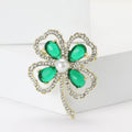 Four Leaf Clover Brooch With Teardrop Crystals and Pearl view 2