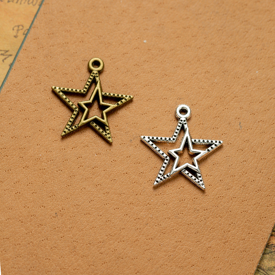 23x21mm Hollow Double Star Alloy Charm Pendant