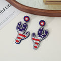 Seed Bead Patriotic USA Heart Cactus Flip Flop Dangle Earrings view 9