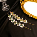 Gold Green Crystal Pearl Cluster Statement Bracelet view 1
