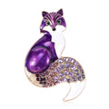 Crystal Tail Fox Enamel Brooch in Five Jewel Colors view 3
