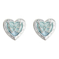 Silver Heart Blue Butterfly Enamel Stud Earrings Ornate Edge view 5