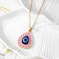 Gold Tone Rhinestone Evil Eye Heart and Teardrop Pendant Necklaces view 5