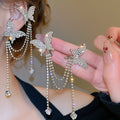 Mismatched Butterfly Ear Cuffs With Crystal Chain Swags view 1