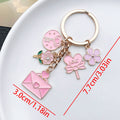 Pink Love Heart Rose and Potion Metal Keychain Set view 7