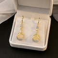 Yellow Green and Pink Teardrop Gold Tone Huggie Earrings view 6