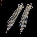 Crystal Crown Waterfall Tassel Stud Earrings Decorative Jewelry view 7