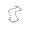 Silver Geometric Chain Link Necklace Pavé Rhinestone Center view 5