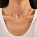 Gold Multi Heart Station Necklace And Herringbone Chain view 3