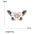 Gold Tone Enamel Butterfly Brooch Rhinestone Wing Pin view 5