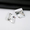 Gold and Silver Crumpled Square Statement Stud Earrings view 4