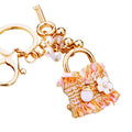 Fabric Lock Handbag Keychains in Pink Black Orange and Blue plus Assorted view 5