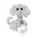 Crystal Poodle Brooch With Pearl Ball in Gold or Silver Tone view 2