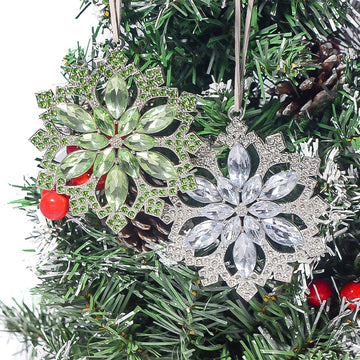 Rhinestone Snowflake Ornament Hanger Green Clear Styles