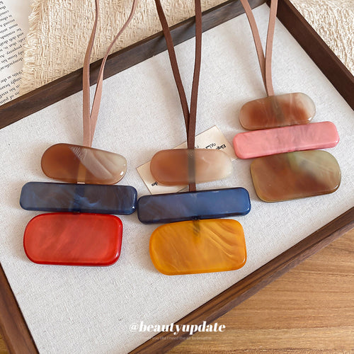 Stacked Color Block Cord Necklace in Three Combinations shown in worn view