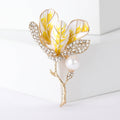 Enamel Magnolia Flower Brooch Pearl Stem Four Color Styles view 6