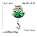 Jeweled Tiger Brooch With Oval Crystal Body in Four Colors view 7