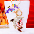 Jeweled Dolphin Keychains with Braided Wrist Strap Options in Ten Designs view 2