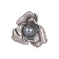 Silver Tone Camellia Pearl Look Metal Brooch Pin for Jackets and Lapels view 1