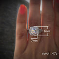 Silver Tone Round Crystal Double Halo Three Band Ring view 4