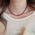 Red Glossy Round Bead Strand Necklace Eight Size Variants view 4