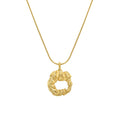 Textured Organic Hollow Circle Pendant Necklace Snake Chain view 5