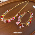 Gold Chain Colorful Flower Crystal Charm Bracelet Necklace view 2