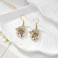 Gold Tone Santa Pressed Flower Drop Earrings in Seven Designs view 7