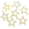 Large Open Crystal Star Charms in Gold and Silver Tones view 3