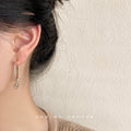 Gold Crystal Paved Hoop Multi Star Charm Drop Earrings view 4