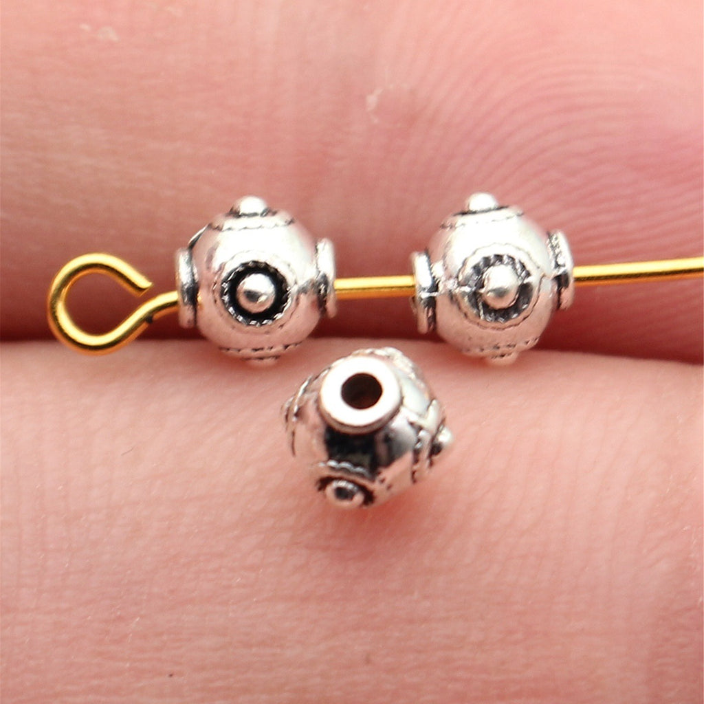 5.9x5.9x5.3mm 0.42g Antique Silver Zinc Alloy Raised Dot Round Spacer Beads for Bracelet Jewelry Making