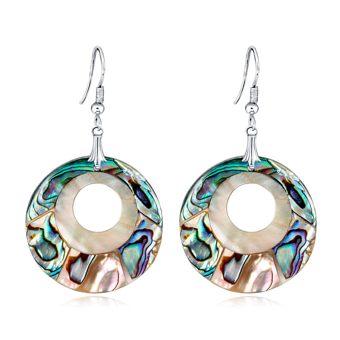 Gold Tone Silver Tone Shell Shell Metal Dangle Earrings