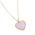 Gold Tone Pearlescent Heart Pendant Necklaces in Pink and Purple view 5
