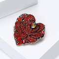 Red Crystal Rose Heart Brooch in 1 Style Metal Pin view 3